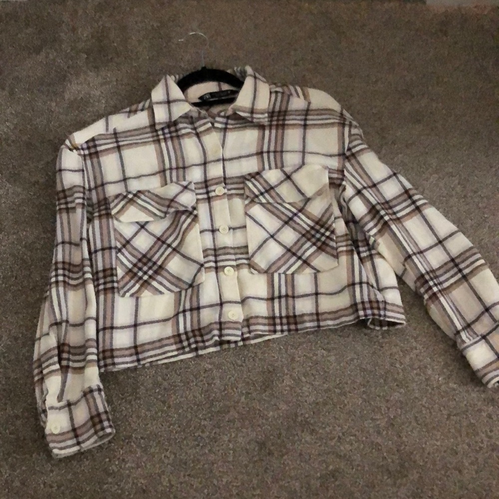 ZARA CROP FLANNEL XS
